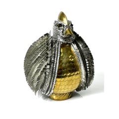 Escultura de Pájaro Brutalista de Metal Mixto Vintage de Mediados de Siglo Estilo Bustamante 1970s