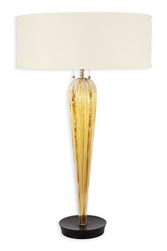 Lampada da tavolo a goccia in vetro ambrato di Murano soffiato a mano, vintage Mid Century Mod, di grandi dimensioni