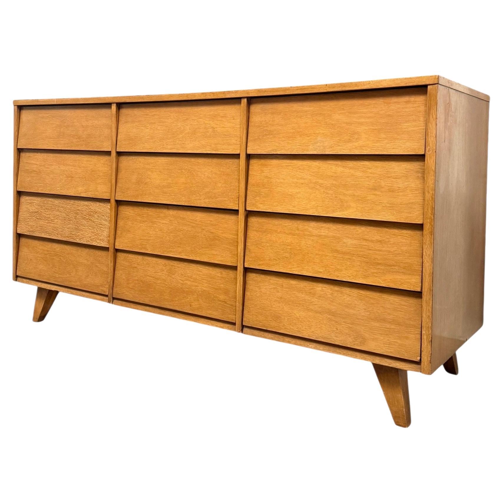 Vintage Mid Century Modern 12-Drawer Dresser Dovetailed Drawers by Kent Coffey