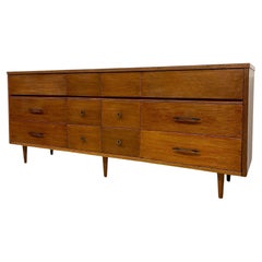 Vintage Mid-Century Modern 12-Drawer Lowboy Dresser on Tapered Legs