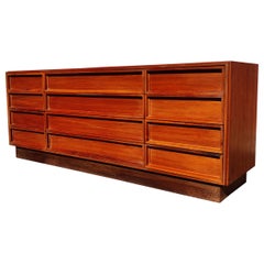 Vintage Mid-Century Modern 12 Drawer Walnut Dresser by Brown Saltman