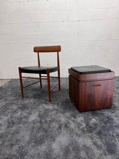 Vintage Mid-Century Modern 1960s Lane Cube Ottoman with Storage and Flip Checke