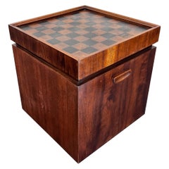 Vintage Mid-Century Modern 1960s Lane Cube Ottoman with Storage and Flip Checke