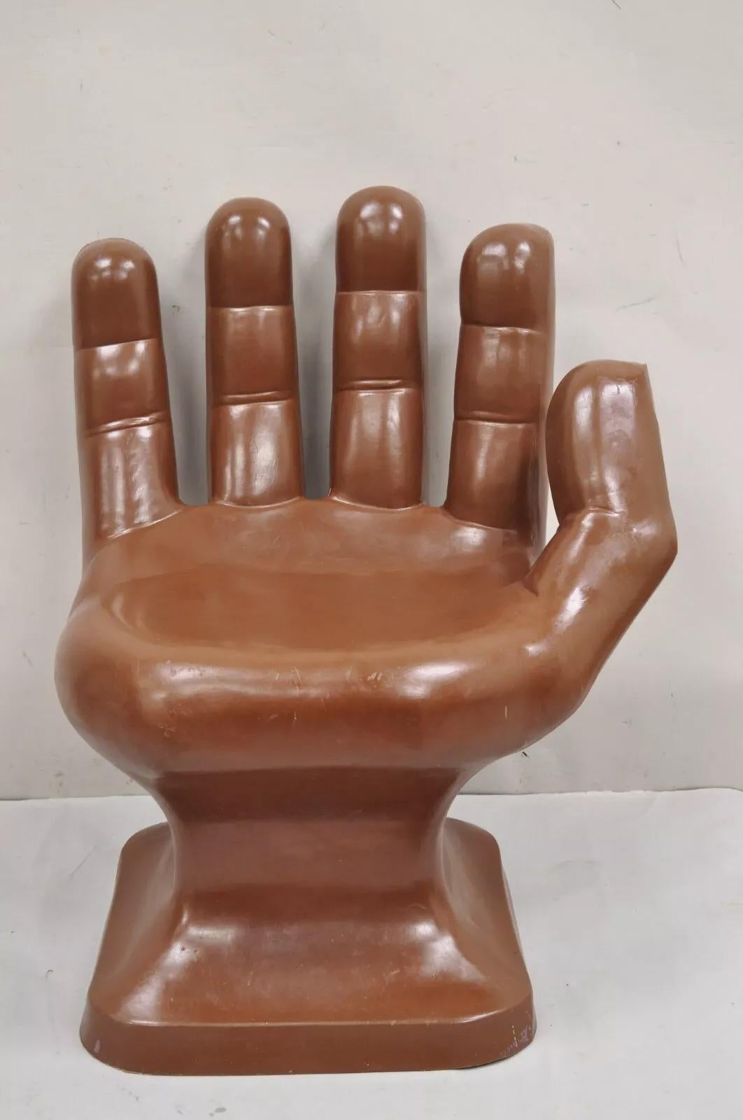 Vintage Mid Century Modern 1980s Brown Molded Plastic Hand Chair im Angebot 3