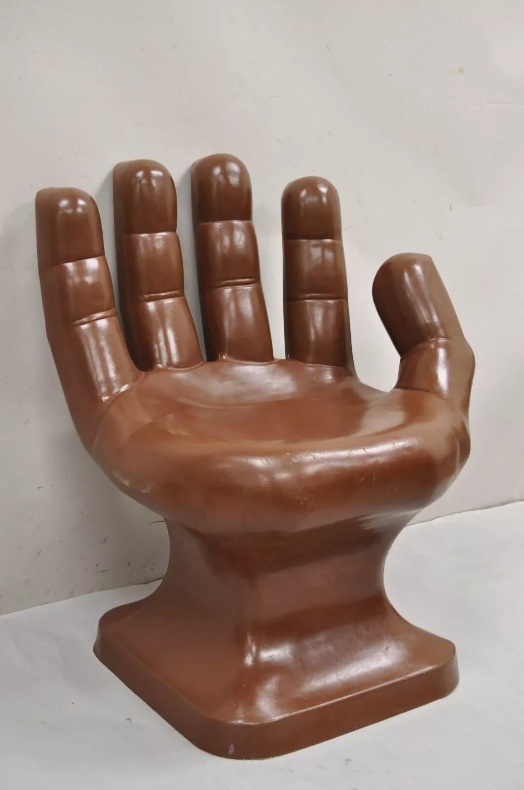Vintage Mid Century Modern 1980s Brown Molded Plastic Hand Chair im Angebot 5