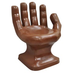Vintage Mid Century Modern 1980s Brown Molded Plastic Hand Chair