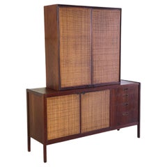 Vintage Mid Century Modern 2 Piece Credenza or Record Cabinet by Founders