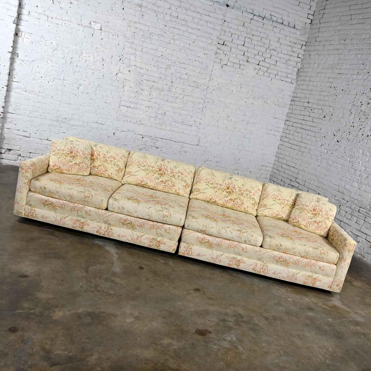 Vintage Mid-Century Modern 2 Piece Floral Sectional Sofa Style of Harvey Probber 1
