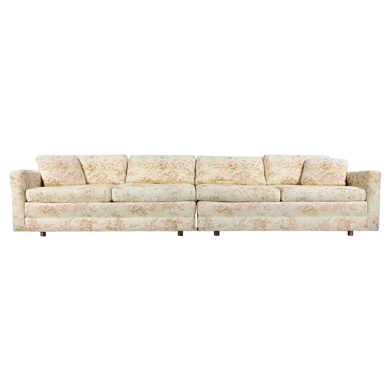 Vintage Mid-Century Modern 2 Piece Floral Sectional Sofa Style of Harvey Probber