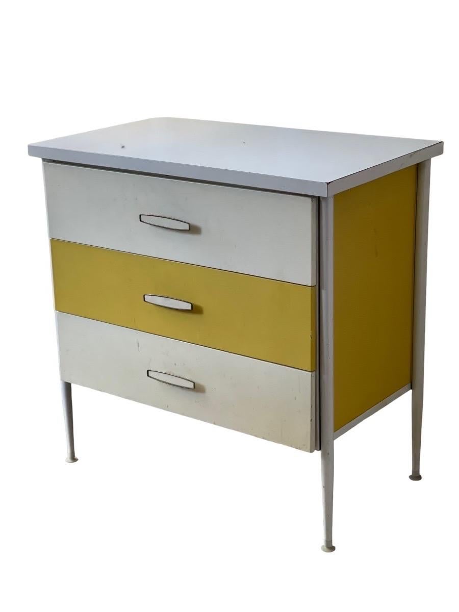 Vintage Mid-Century Modern 3 Drawer Dresser Steel Framed George Nelson in Style of.

Dimensions. 30 W ; 18 D ; 30 H.