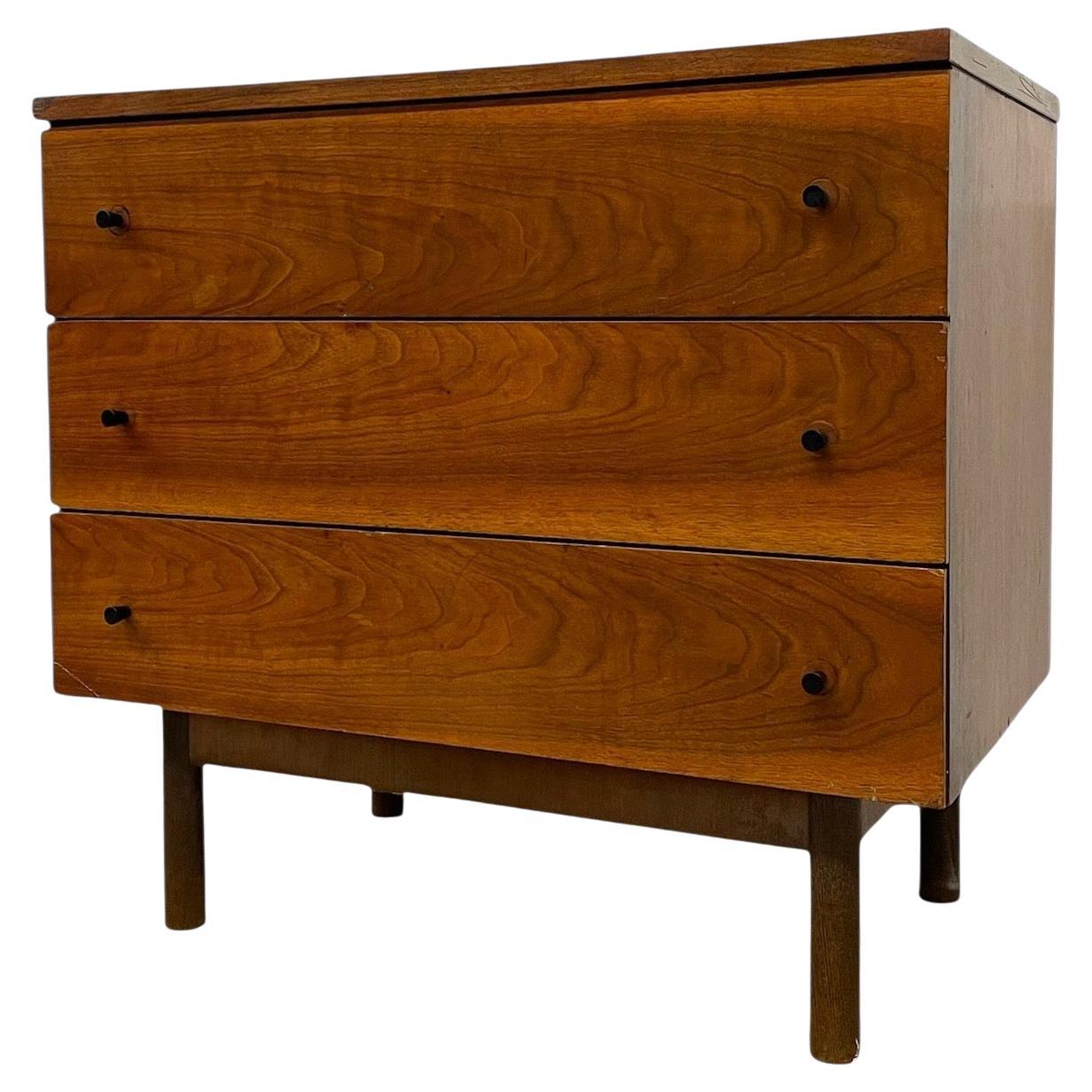 Vintage Mid-Century Modern 3-Drawer Dresser with Black Pulls