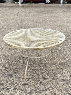 Vintage Mid Century Modern 30" Round Wrought Iron Outdoor Patio Coffee Table