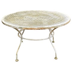 Vintage Mid Century Modern 30" Round Wrought Iron Outdoor Patio Coffee Table