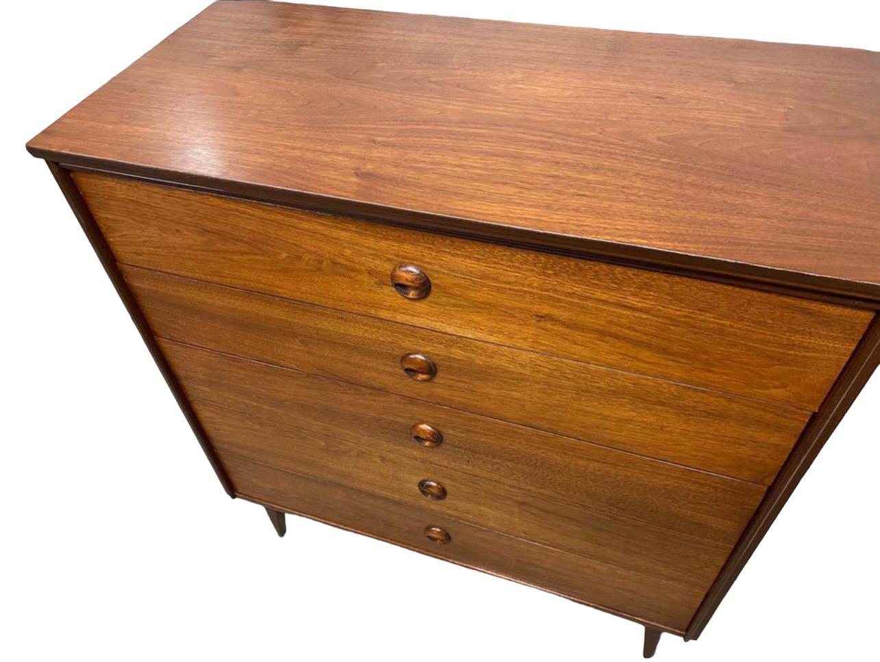Late 20th Century Vintage Mid Century Modern 4 Drawer Dresser Dovetail Drawers by Basset