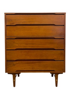 Vintage Mid Century Modern 4-Drawer Highboy Dresser by Stanley Furniture