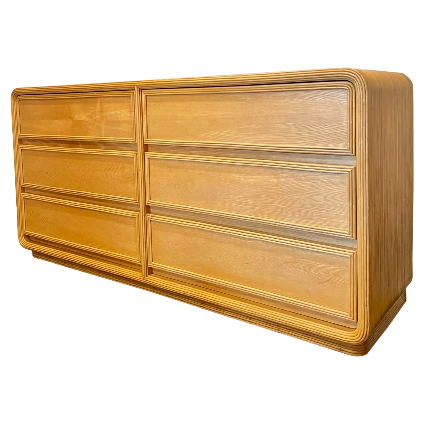 Vintage Mid-Century Modern 6 Drawer Pencil Reed Dresser Gabriella Crespi Style