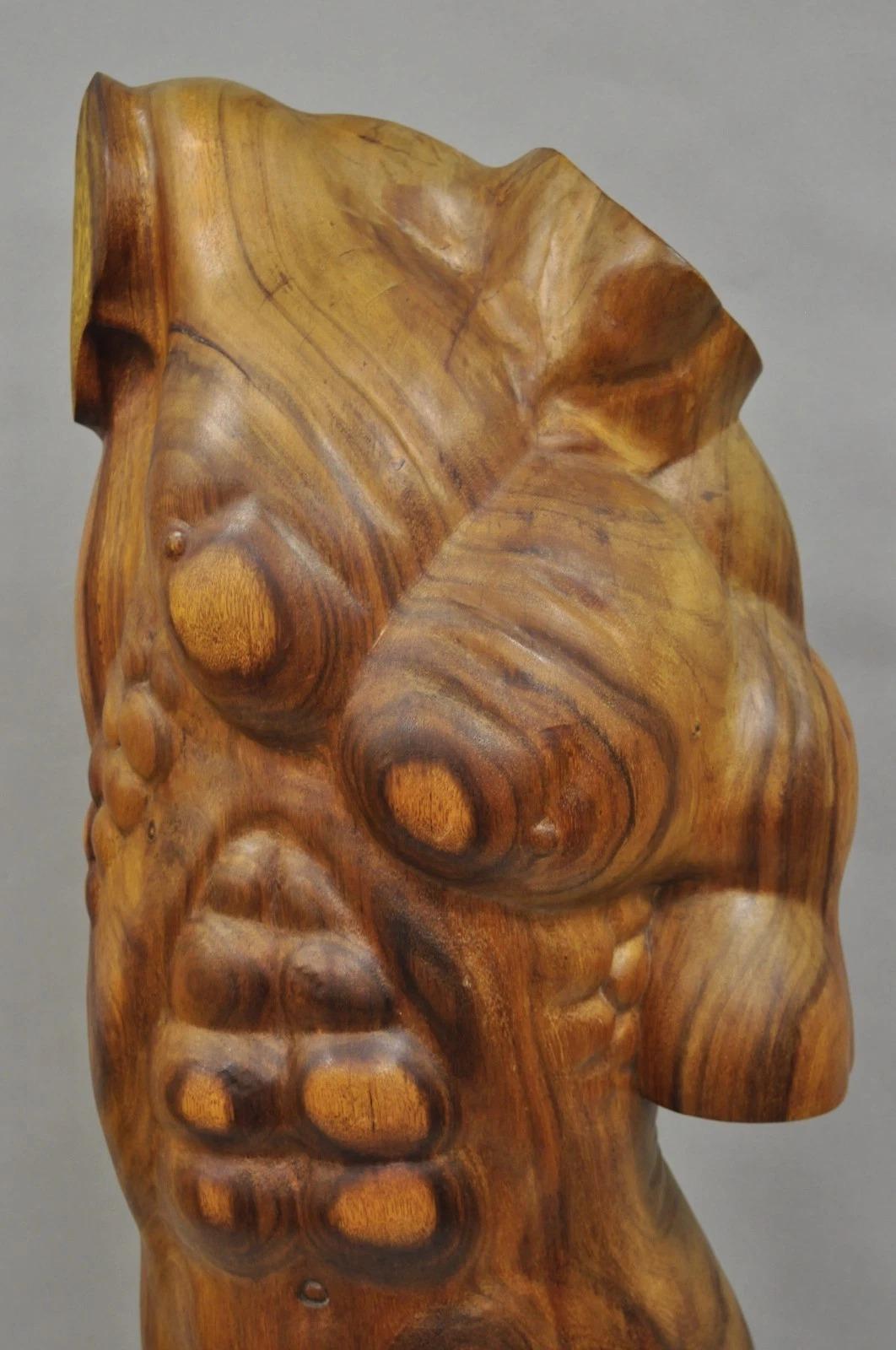 Sconosciuto Scultura in legno intagliato di nudo maschile a grandezza naturale da 60