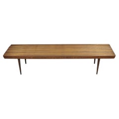 Vintage Mid Century Modern 72" Long Wood Slat Bench 6' Coffee Table