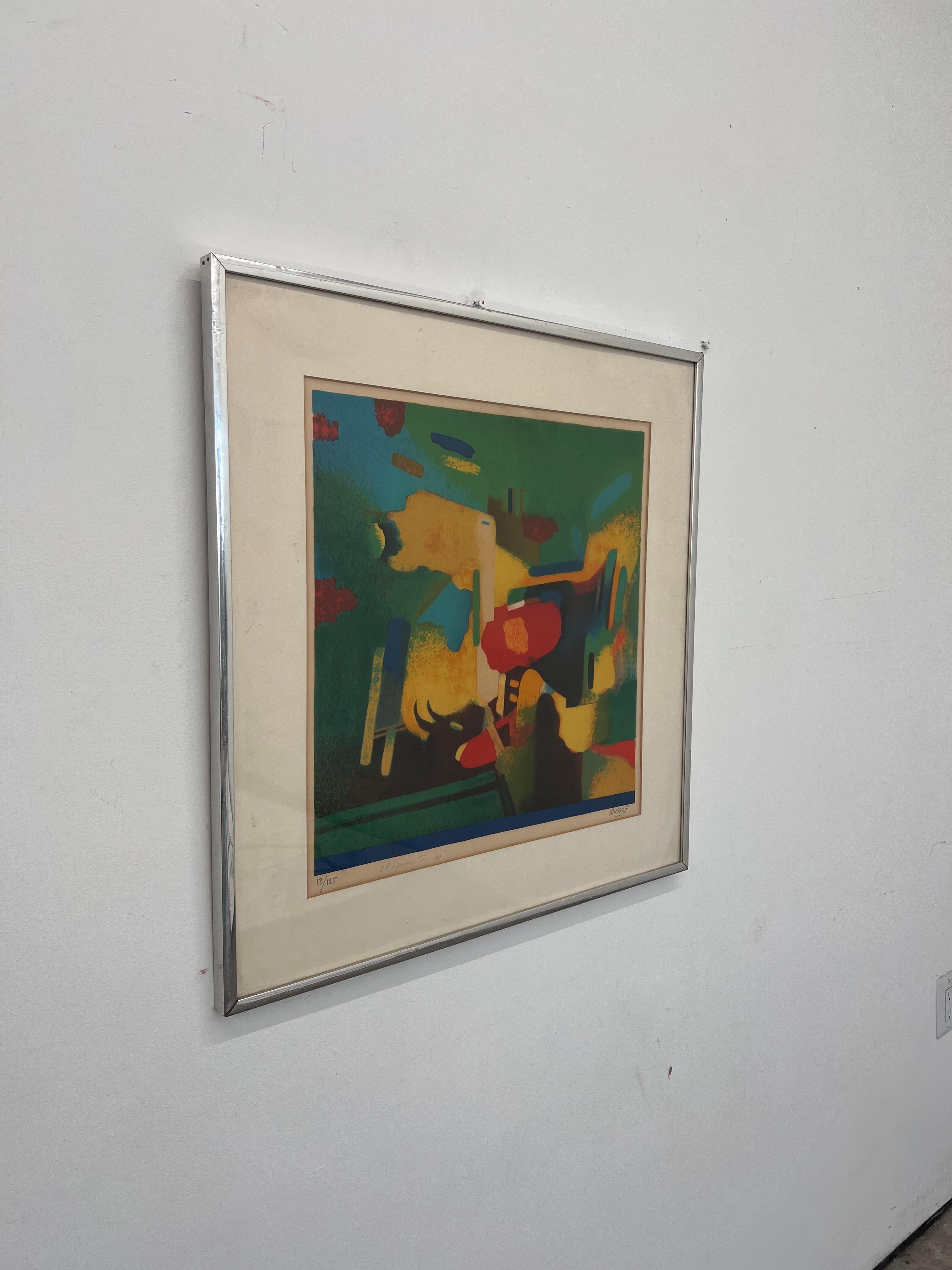 Mid-20th Century Vintage mid century modern abstract expressionist art by Roland Bierge For Sale