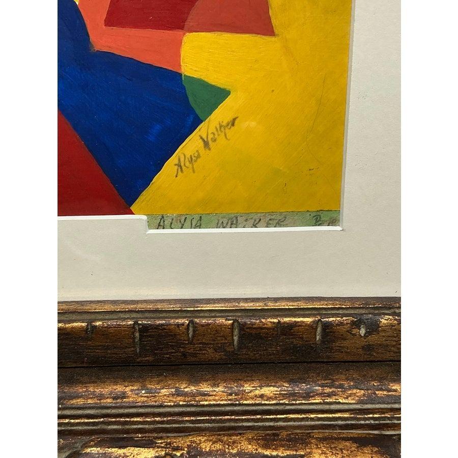 Mid-Century moderno Pittura geometrica astratta vintage su carta della metà del secolo scorso in vendita