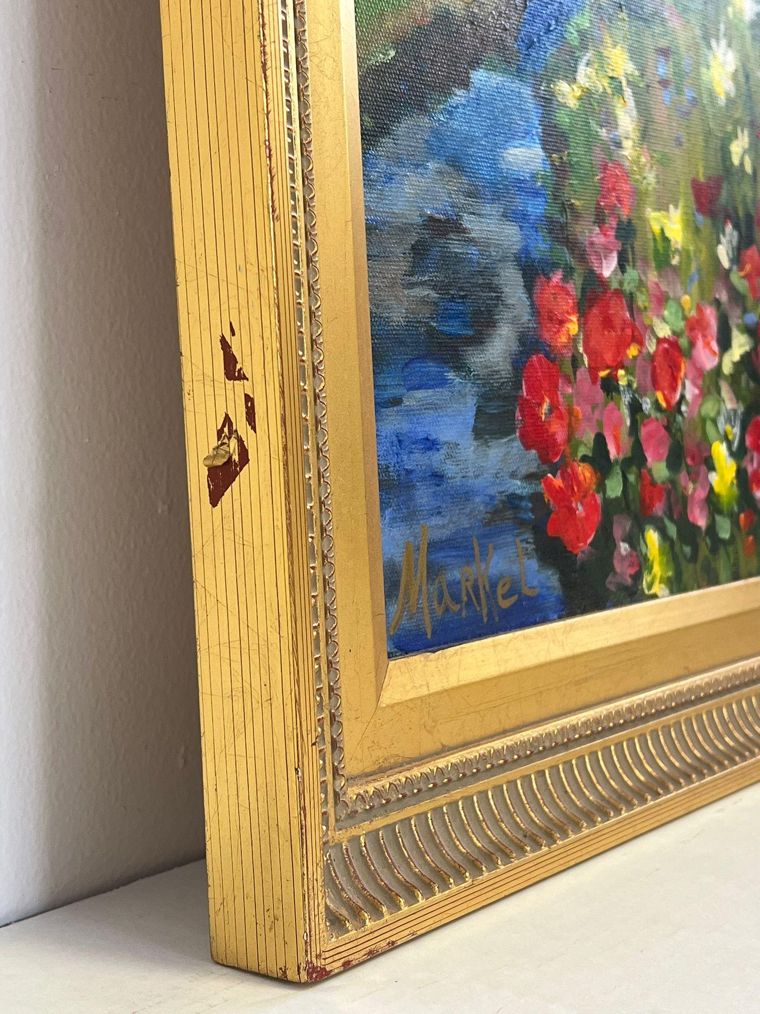 Vintage Mid Century Modern Abstract Impressionist Signed Canvas painting. (Ende des 20. Jahrhunderts) im Angebot