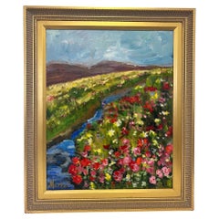 Quadro su tela firmato Vintage Mid Century Modern Abstract Impressionist.