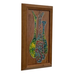 Vintage Mid-Century Modern Abstract Mixed Media Wall Art by Sheldon.