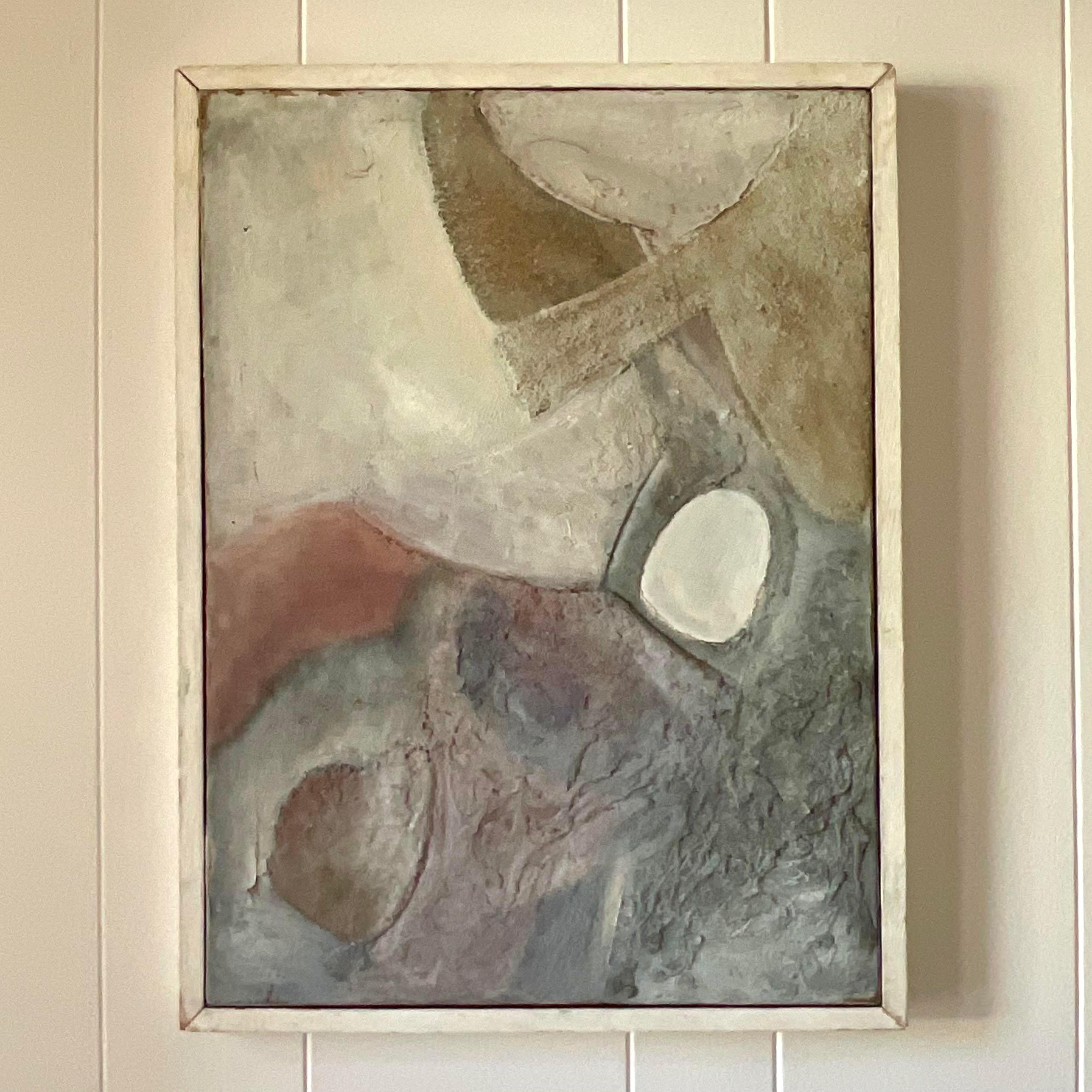 American Vintage Mid-Century Modern Abstract Painting on Canvas For Sale
