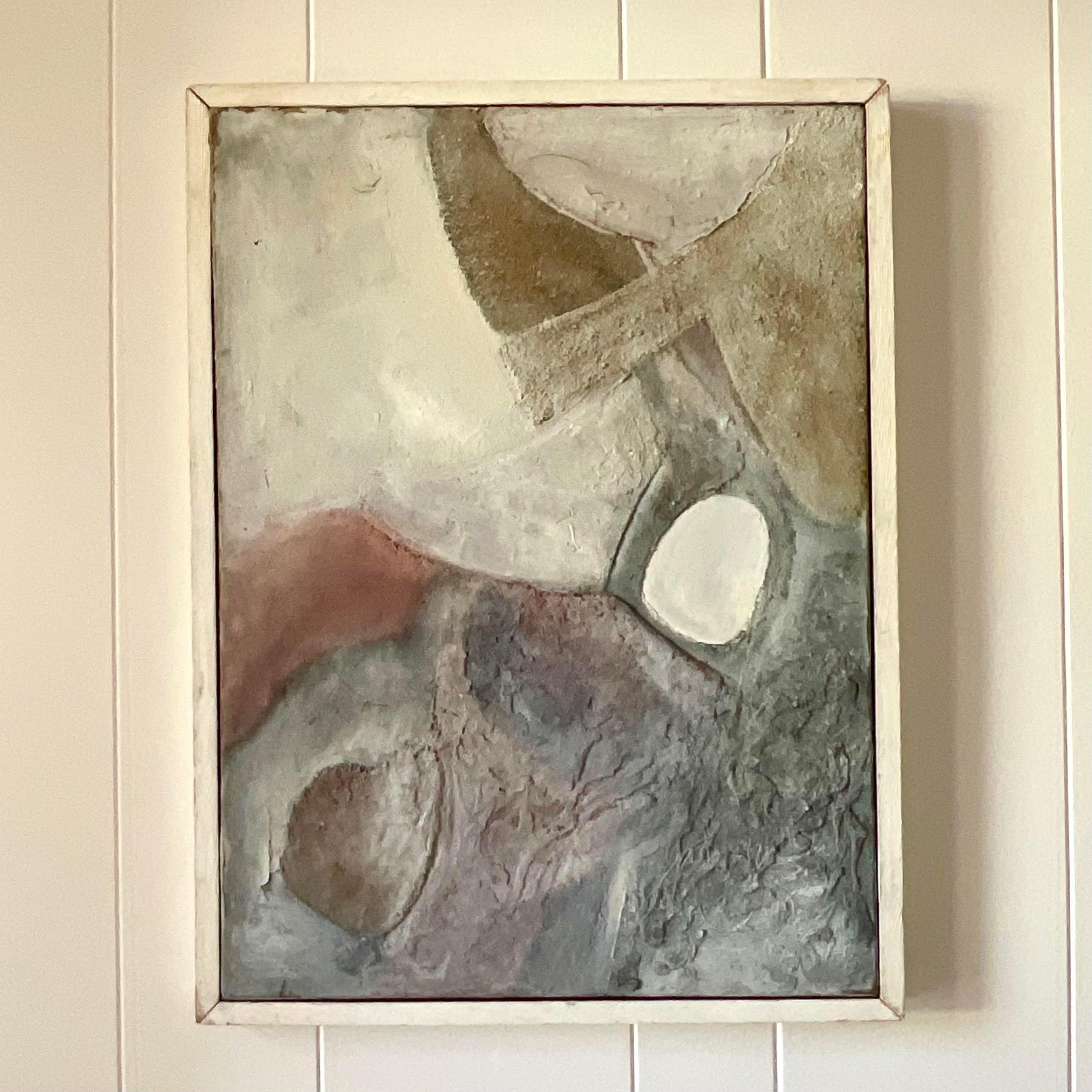 Vintage Mid-Century Modern Abstract Painting on Canvas For Sale 1