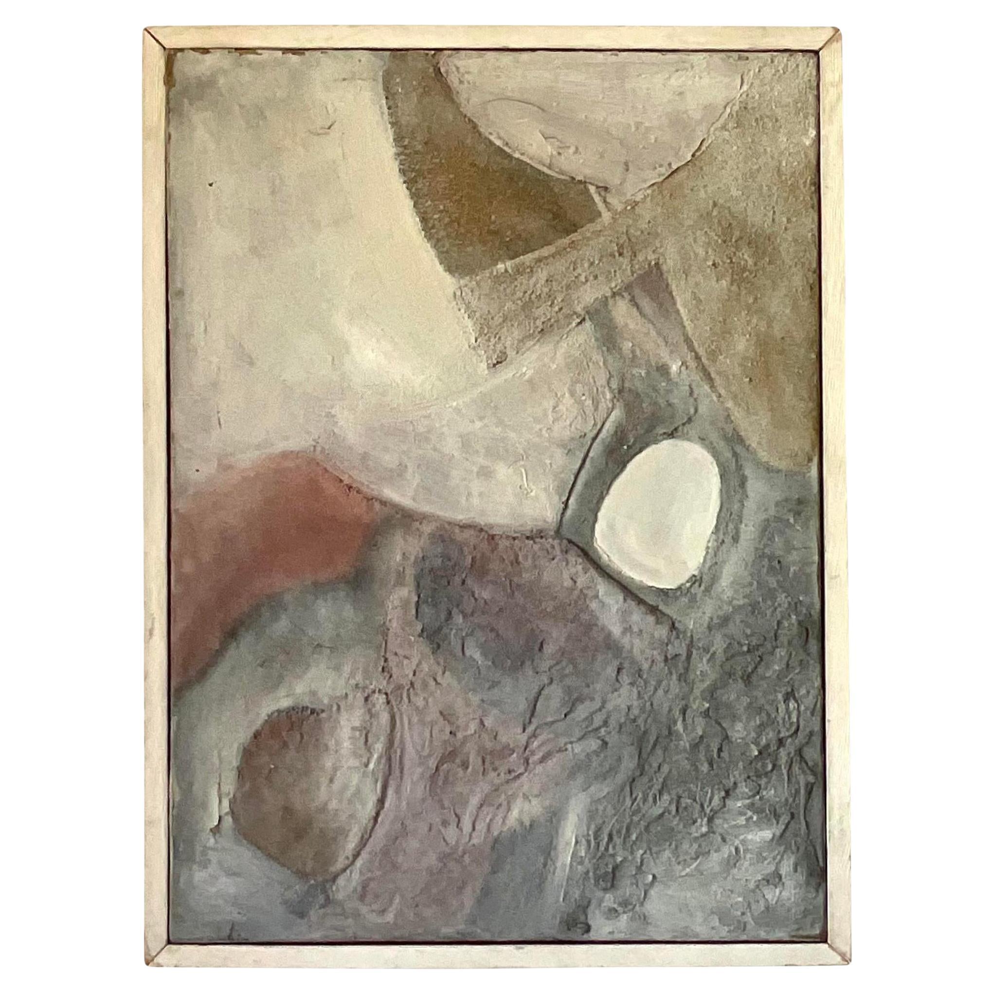 Vintage Mid-Century Modern Abstract Painting on Canvas For Sale