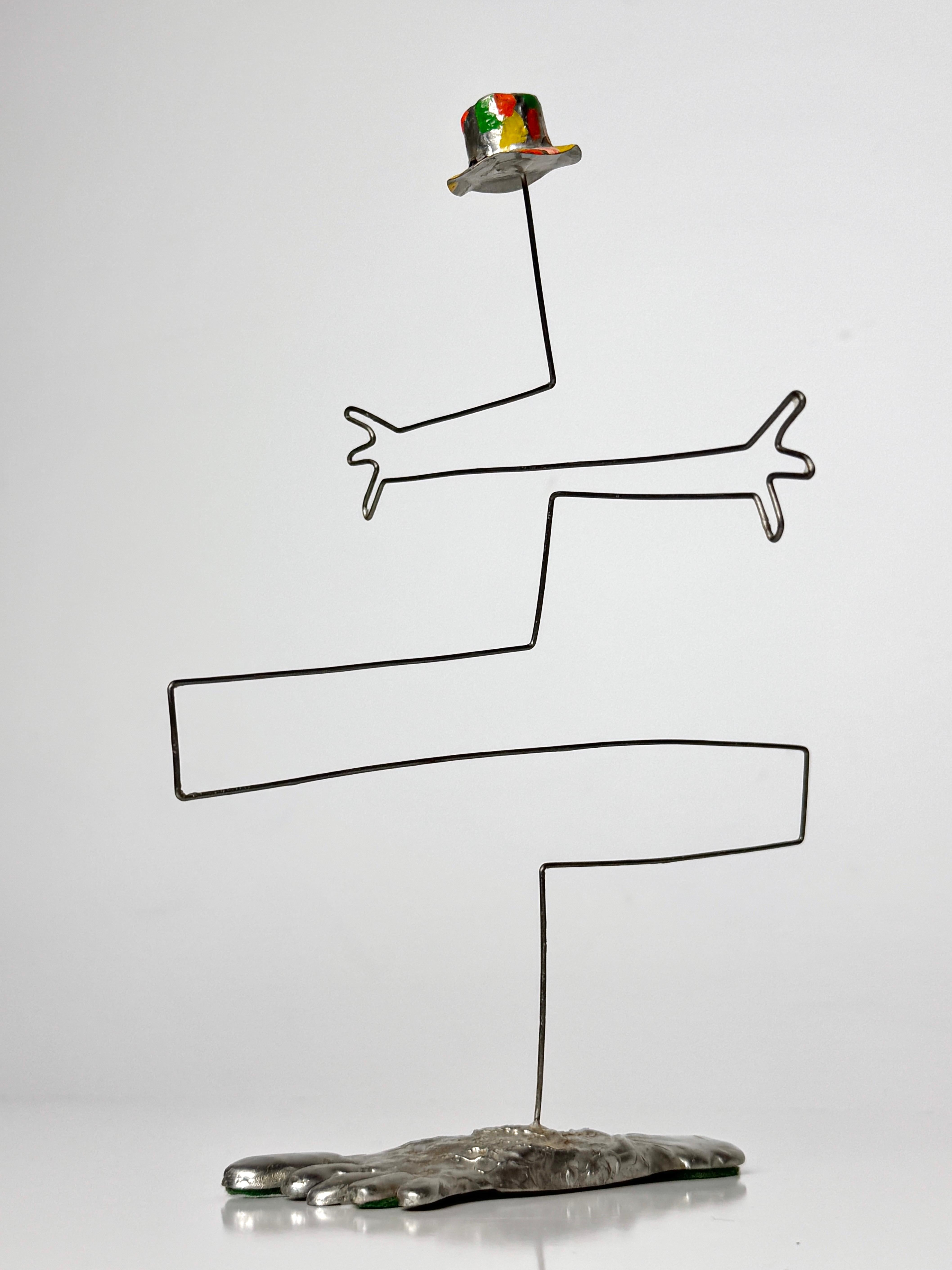Americano Vintage By Modern Abstract Wire Kinetic Figure Sculpture dipinta a mano in vendita