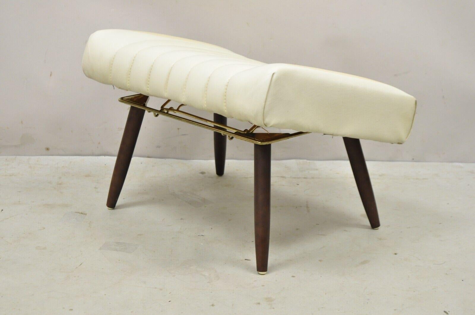 Vintage Mid-Century Modern Adjustable Angle Ottoman Footstool with Wooden Legs For Sale 3
