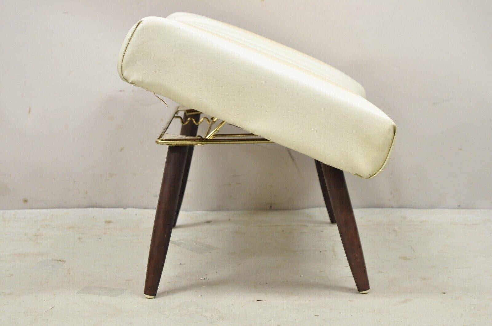 Vintage Mid-Century Modern Adjustable Angle Ottoman Footstool with Wooden Legs For Sale 1