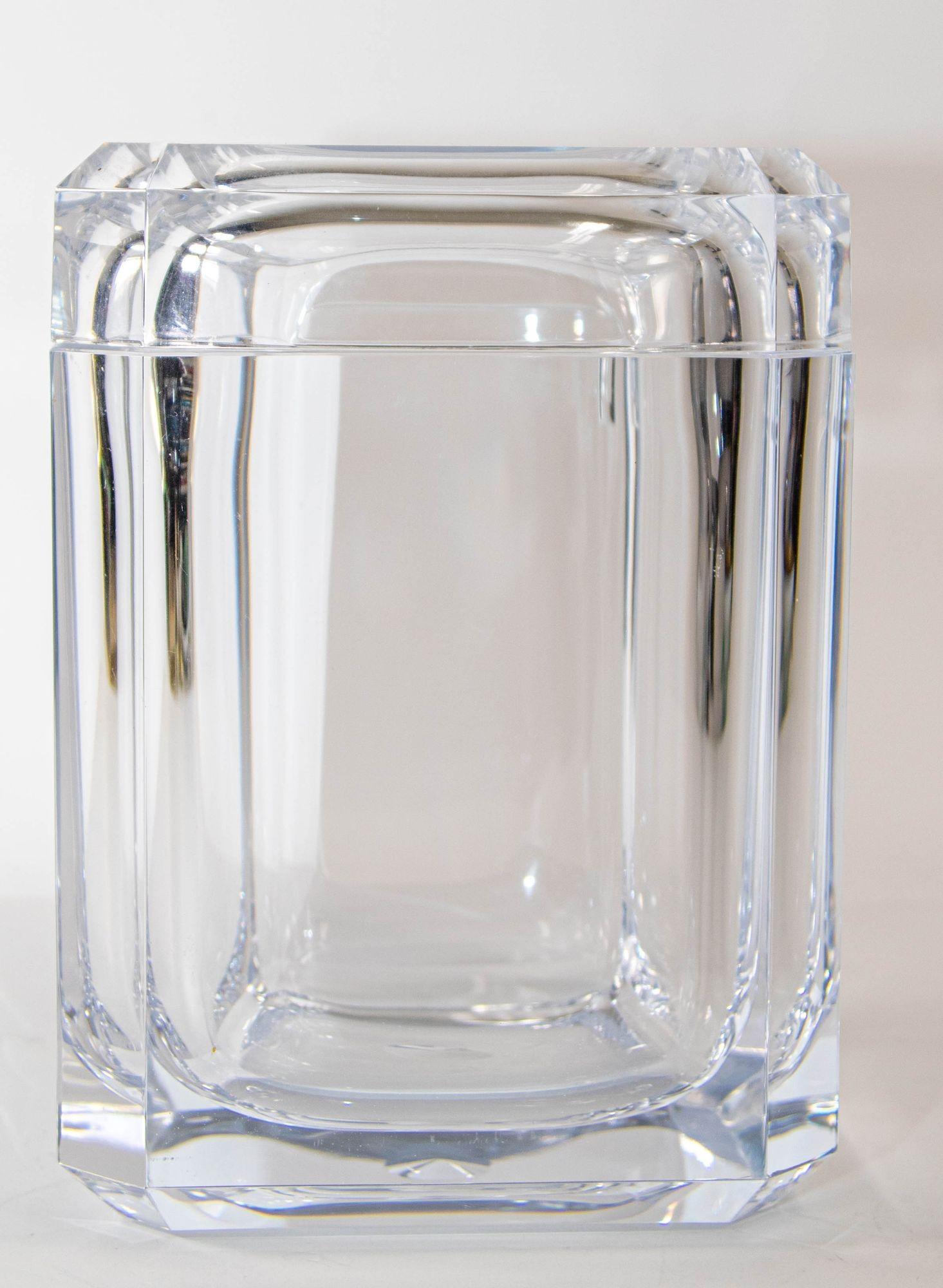 Vintage Mid-Century Modern Alessandro Albrizzi Style Lucite Faceted Ice Bucket For Sale 6
