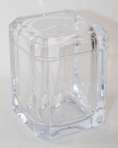 Vintage Mid-Century Modern Alessandro Albrizzi Style Lucite Faceted Ice Bucket