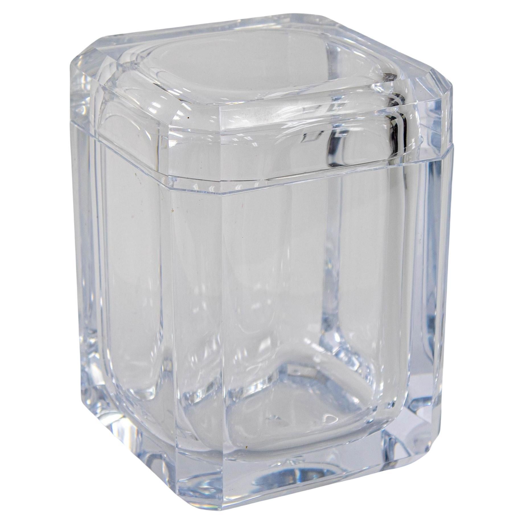 Vintage Mid-Century Modern Alessandro Albrizzi Style Lucite Faceted Ice Bucket For Sale