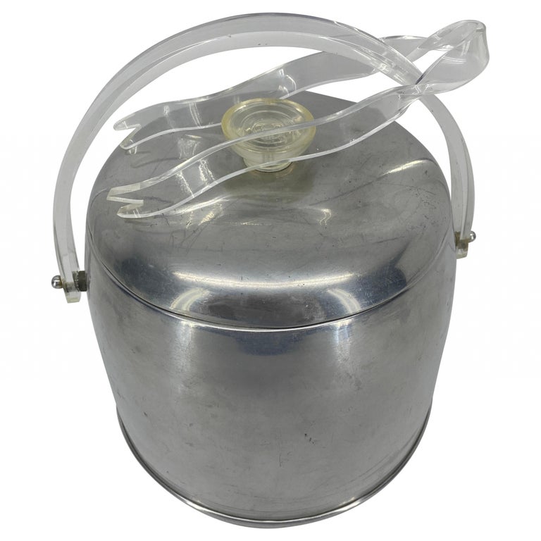 Kromex Ice Bucket Mid Century Ice Bucket Metal Ice Cube Tongs Aluminum 