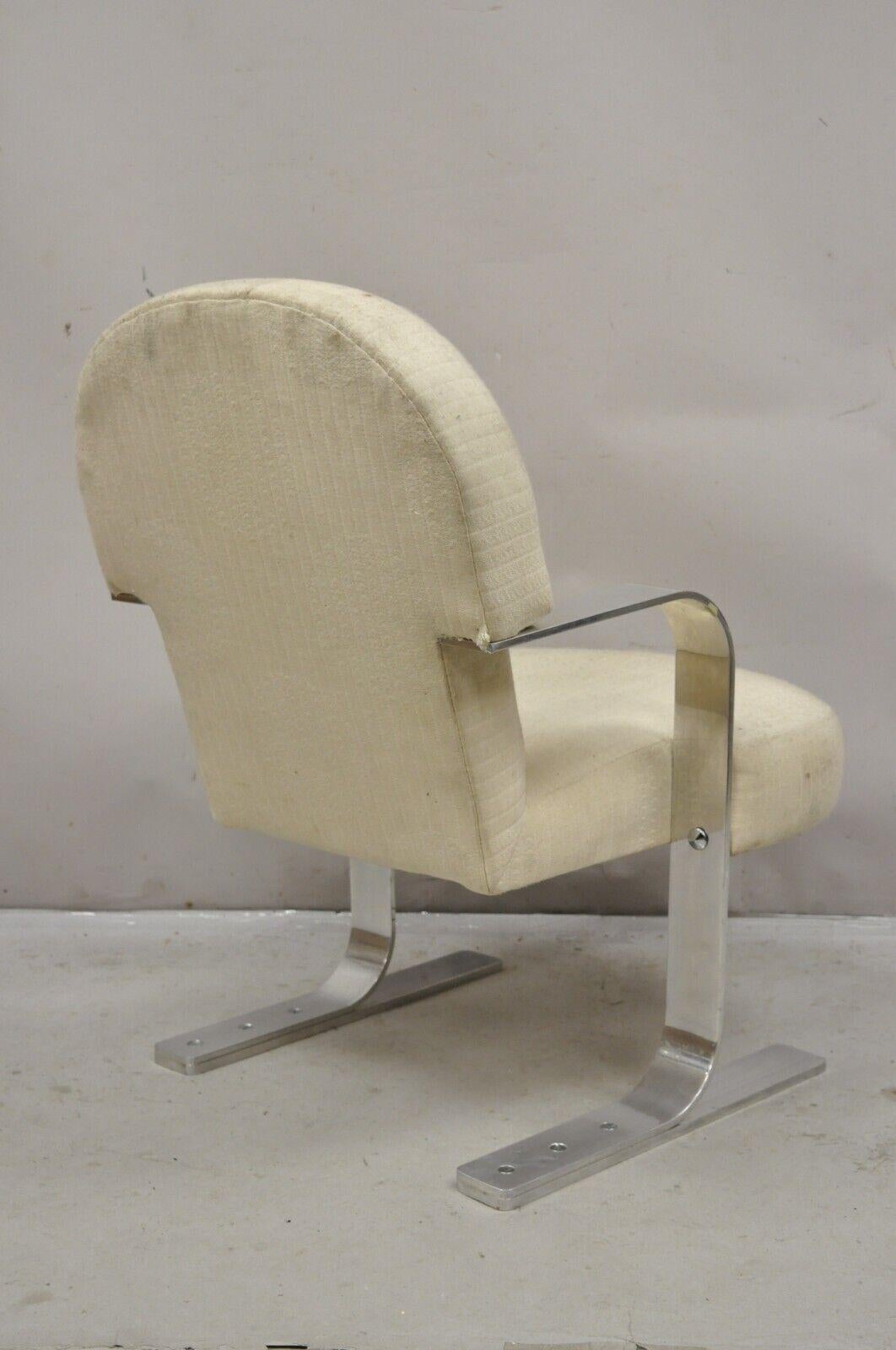 Vintage Mid Century Modern Aluminium Flat Bar Ski Base Cantilever Lounge Chair en vente 4