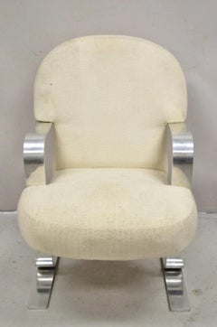 Poltrona a sbalzo vintage in stile Mid-Century Modern con base a barra piatta in alluminio