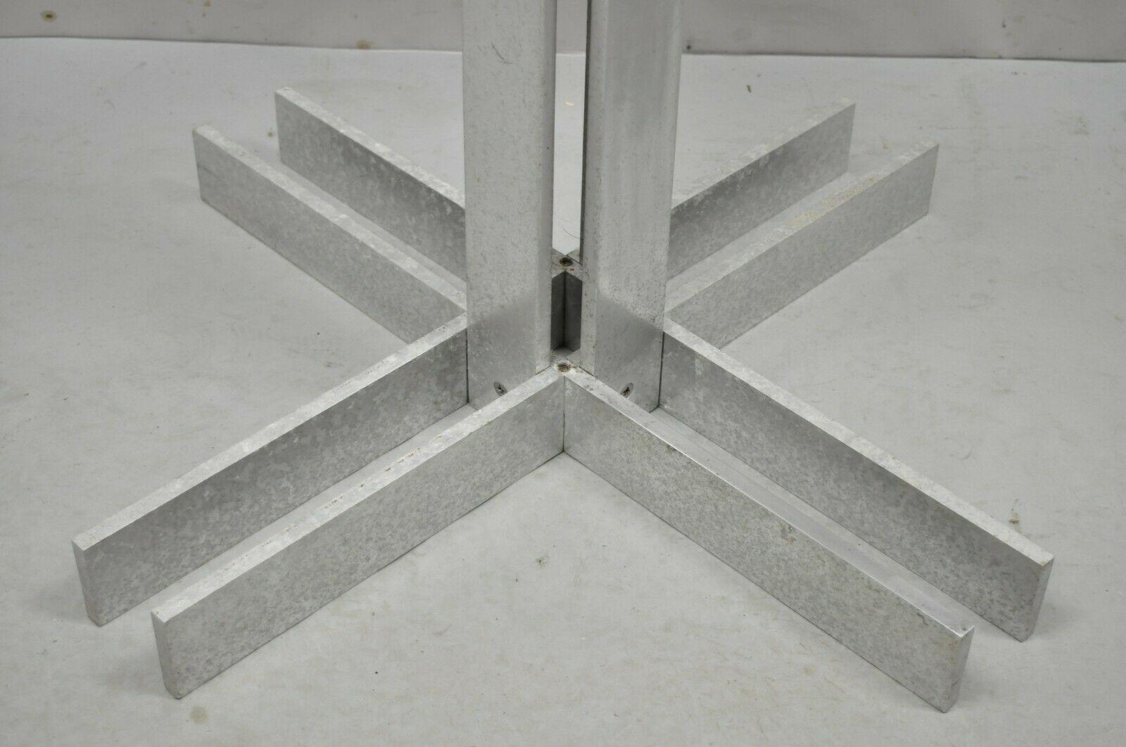 Vintage Mid-Century Modern Aluminum Metal Geometric Pedestal Table Base, No Top For Sale 5