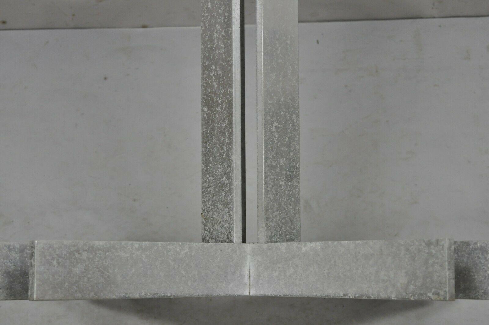 Vintage Mid-Century Modern Aluminum Metal Geometric Pedestal Table Base, No Top For Sale 6