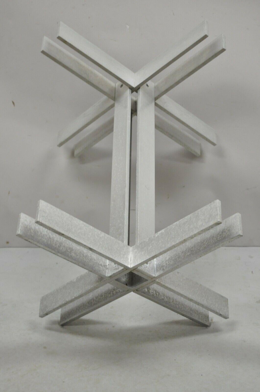 Vintage Mid-Century Modern Aluminum Metal Geometric Pedestal Table Base, No Top For Sale 7