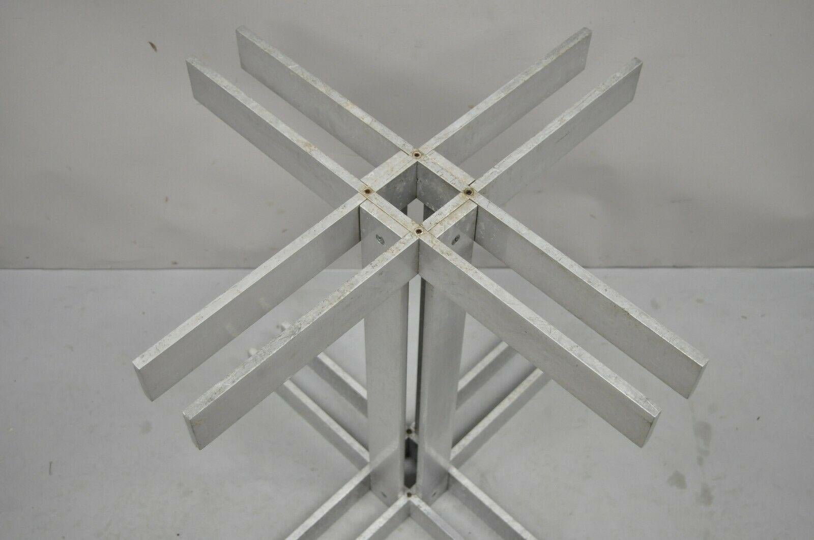 American Vintage Mid-Century Modern Aluminum Metal Geometric Pedestal Table Base, No Top For Sale