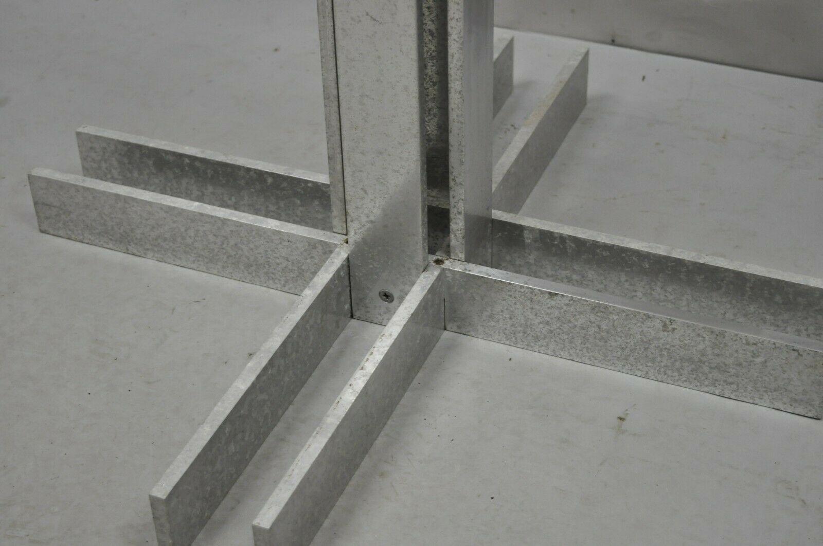 Vintage Mid-Century Modern Aluminum Metal Geometric Pedestal Table Base, No Top For Sale 4