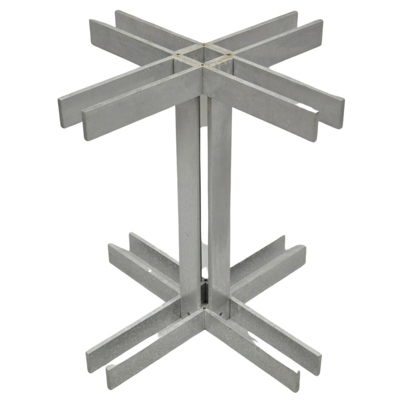 Vintage Mid-Century Modern Aluminum Metal Geometric Pedestal Table Base, No Top For Sale
