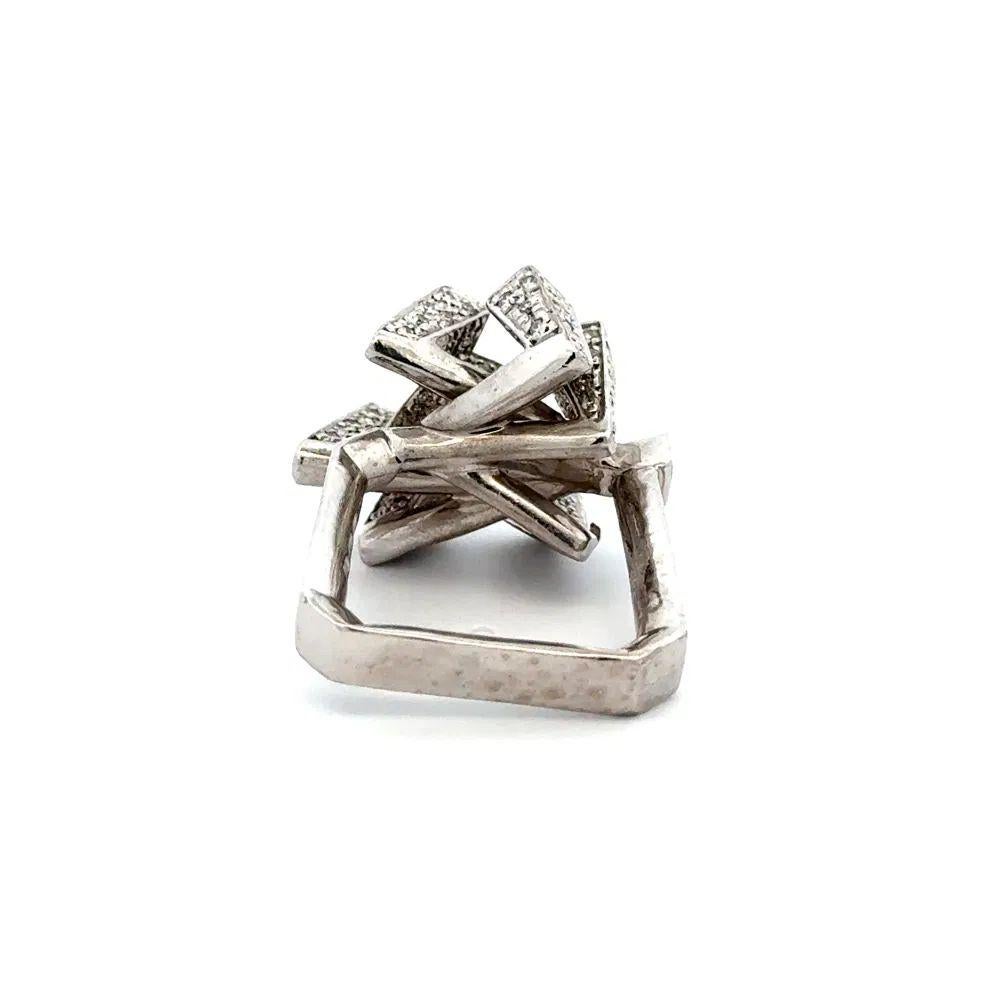 Anillo de oro con diamantes de espigas angulares, vintage y moderno de mediados de siglo en Excelente estado para la venta en Montreal, QC
