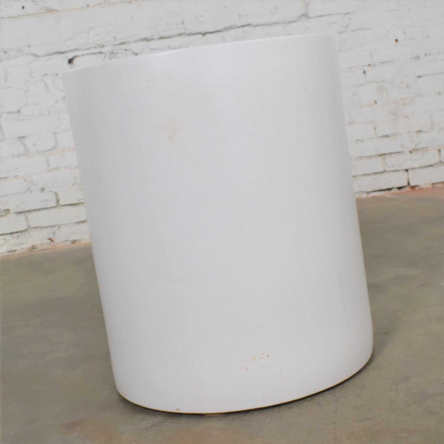 Glazed Mid-Century Modern Architectural Pottery Monumental White Cylindrical Pot For Sale