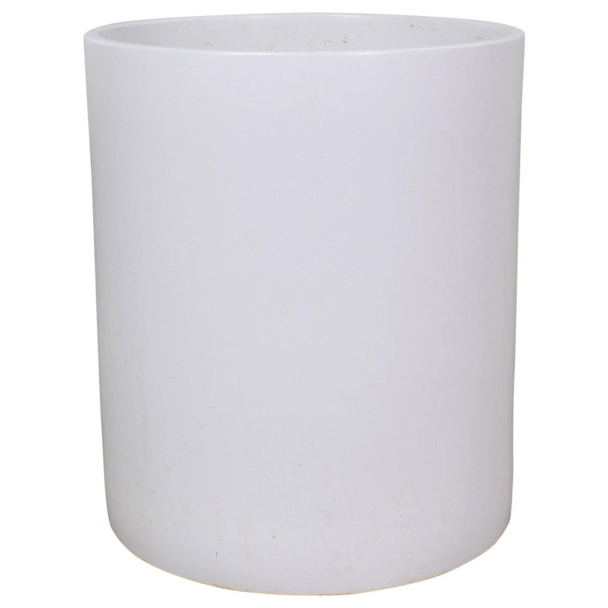 Mid-Century Modern Architectural Pottery Monumental White Cylindrical Pot For Sale