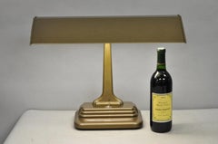 Vintage Mid Century Modern Art Deco Metall Bronze Finish Bankers Tabelle Schreibtischlampe