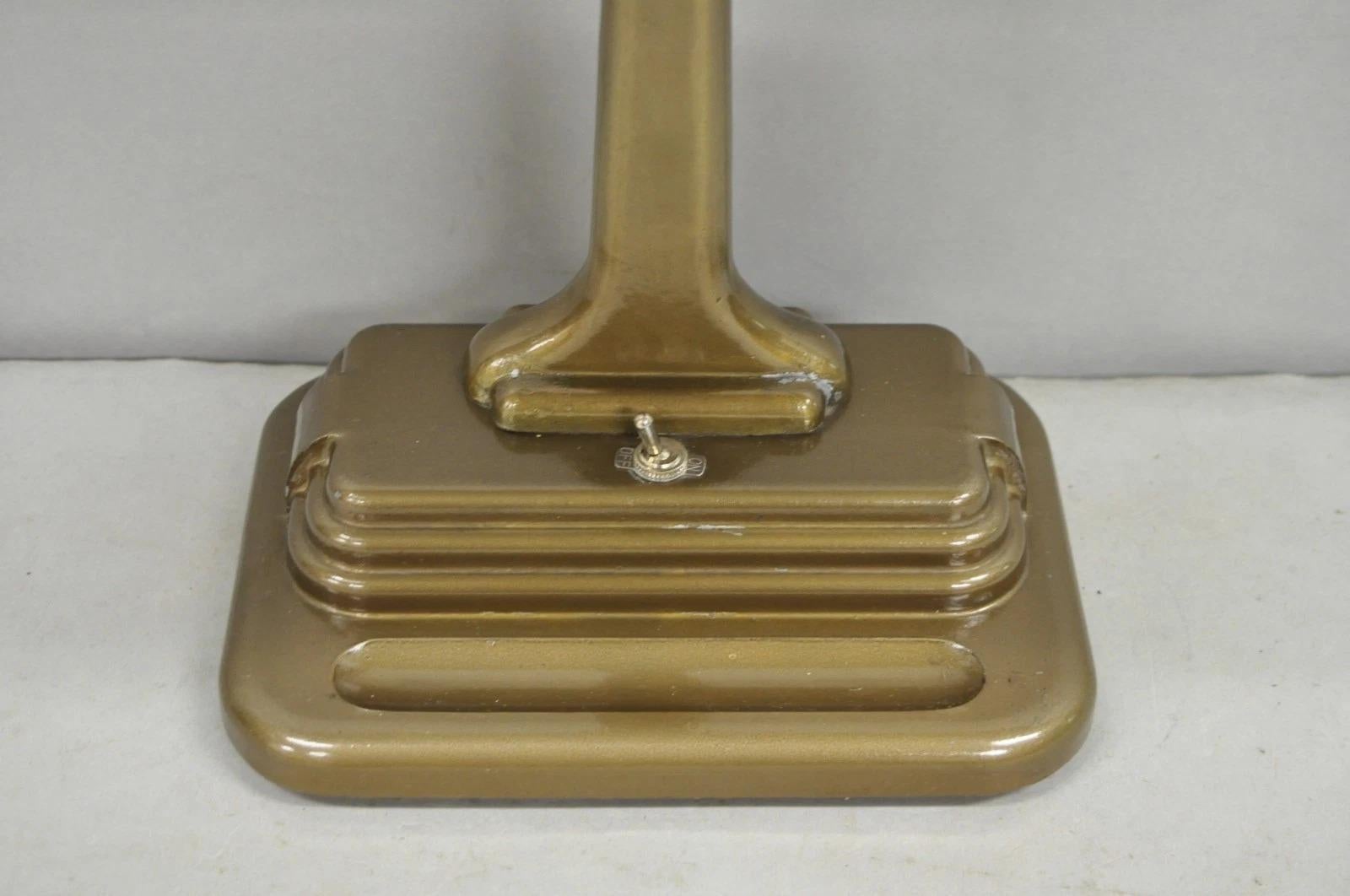 20th Century Vintage Mid Century Modern Art Deco Metal Bronze Finish Bankers Table Desk Lamp For Sale